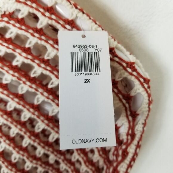 Old Navy Women' Plus Slouchy Popcorn Knit Dolman Sleeves Sweater Sz 2X Red White - Picture 4 of 6